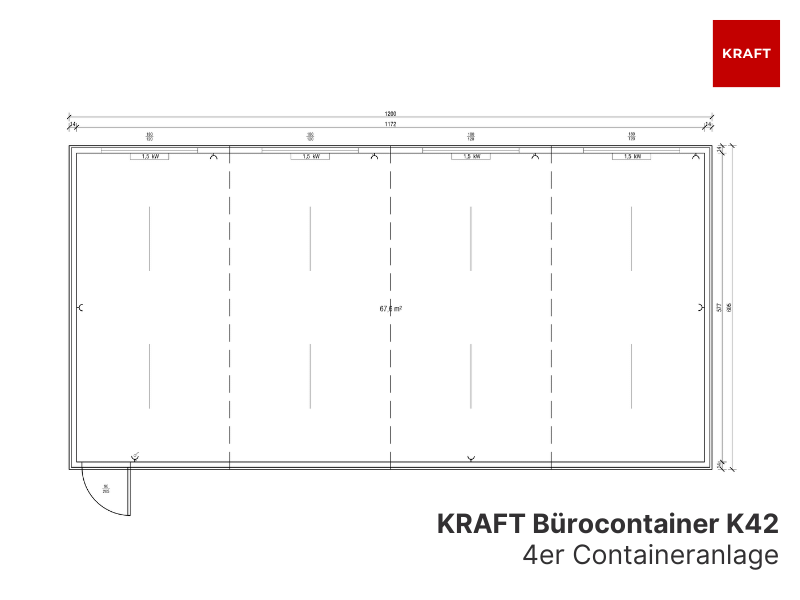 k42 4er Bürocontainer Grundriss